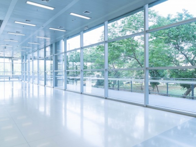 commercial glass security film inside building