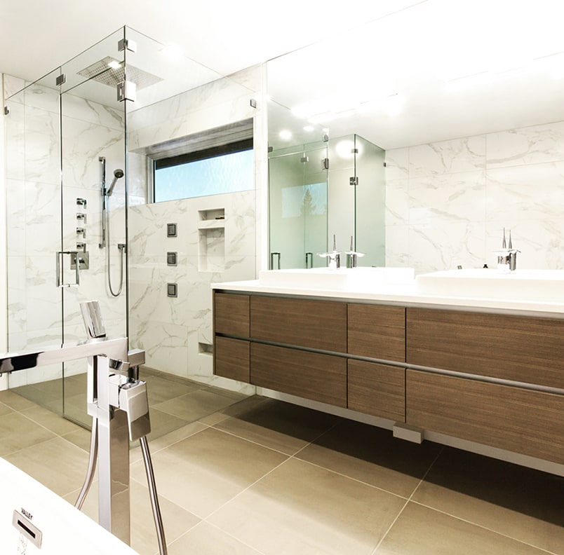 residential glass in bathroom